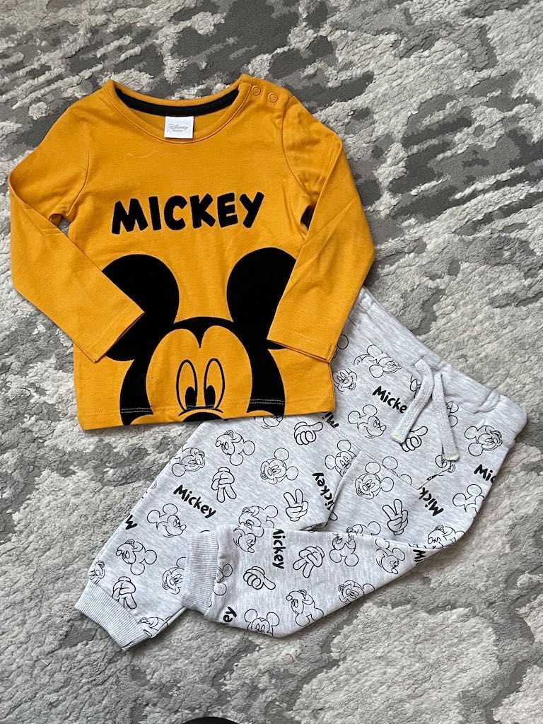 Nowy komplet zestaw Mickey spodnie+koszulka r. 86, 80, 74