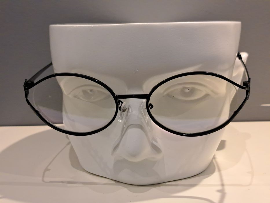 MIU MIU czarne nowe damskie okulary zerówki oprawki stalowe jajeczka