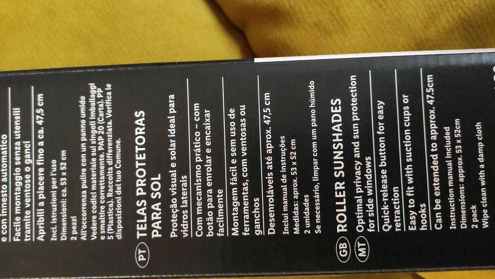 cortinas, para-sol, vidro carro, novo em caixas