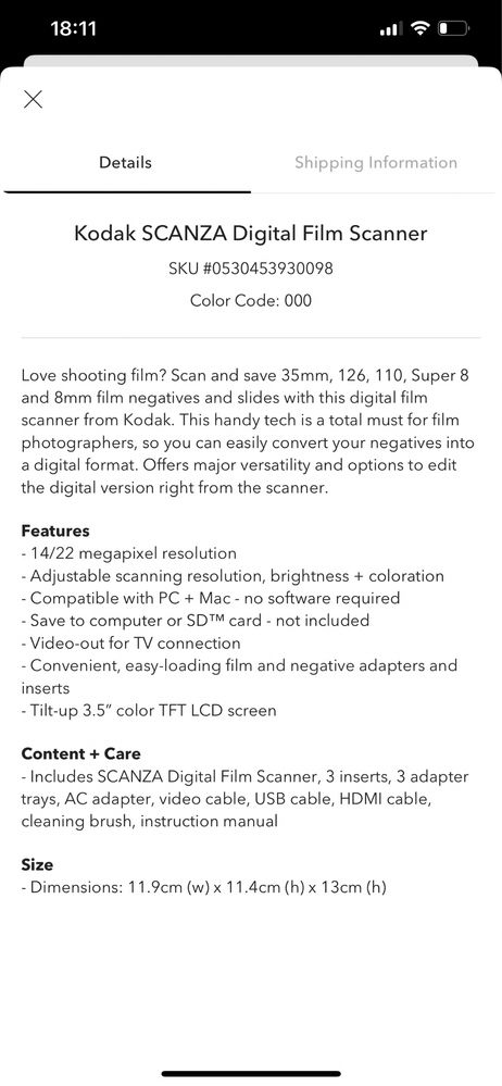 Kodak SCANZA Digital Film Scanner