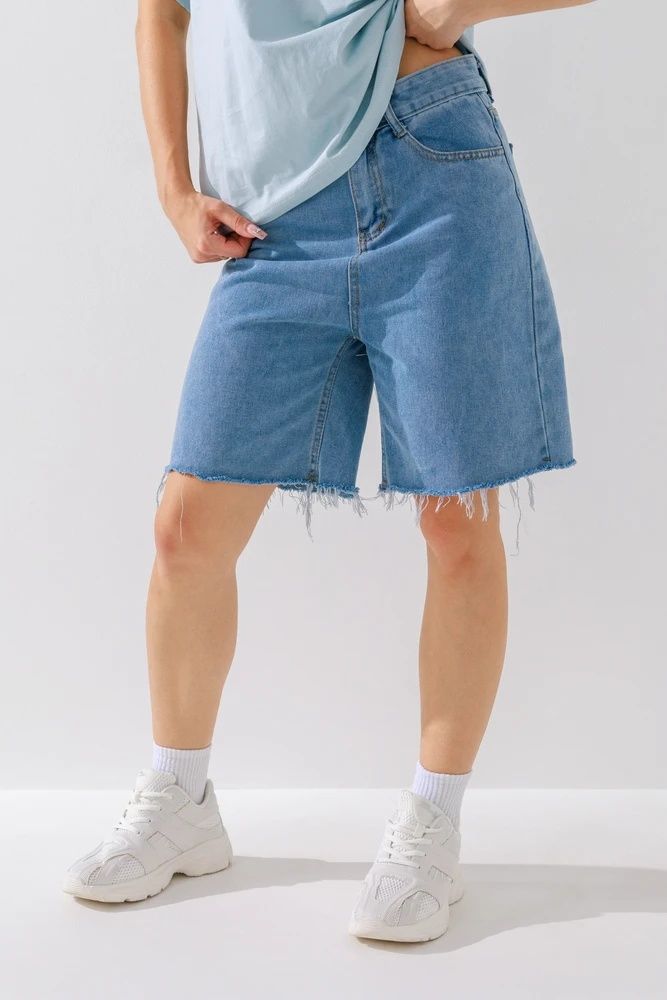 Шорты однотонные женские  2XL Голубой