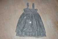 Sukienka na ramiączkach z cekinkami,tiulem;8-10l;134-140;H&M+rajstopki