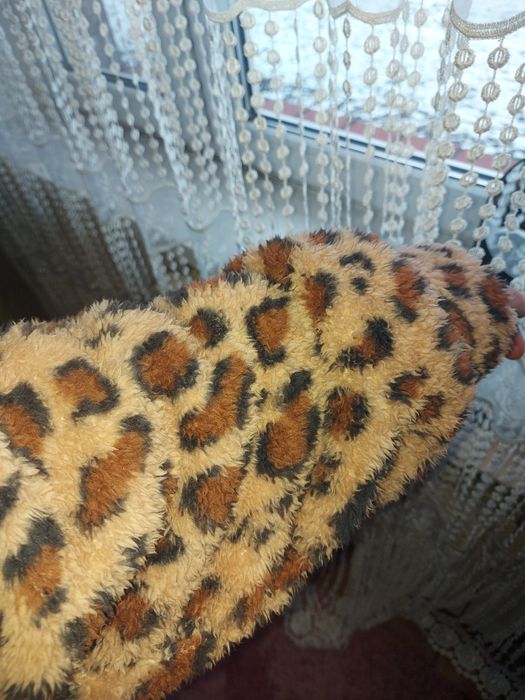 Lekka kurtka w panterkę narzutka plus size miś 4xl zapinana