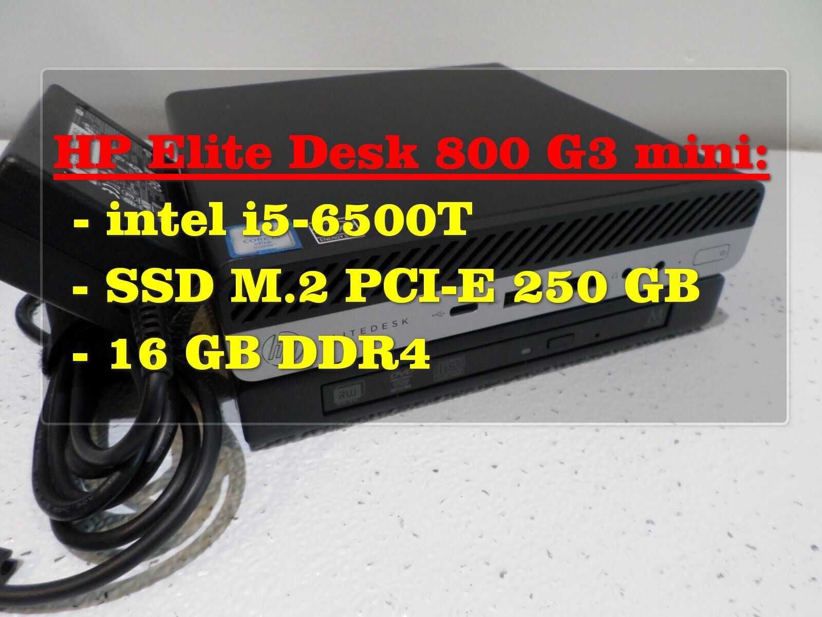 HP Elite Desk 800 G3 mini/ i5-6500T/ SSD M.2 PCI-E 250 GB/ 16 GB DDR4