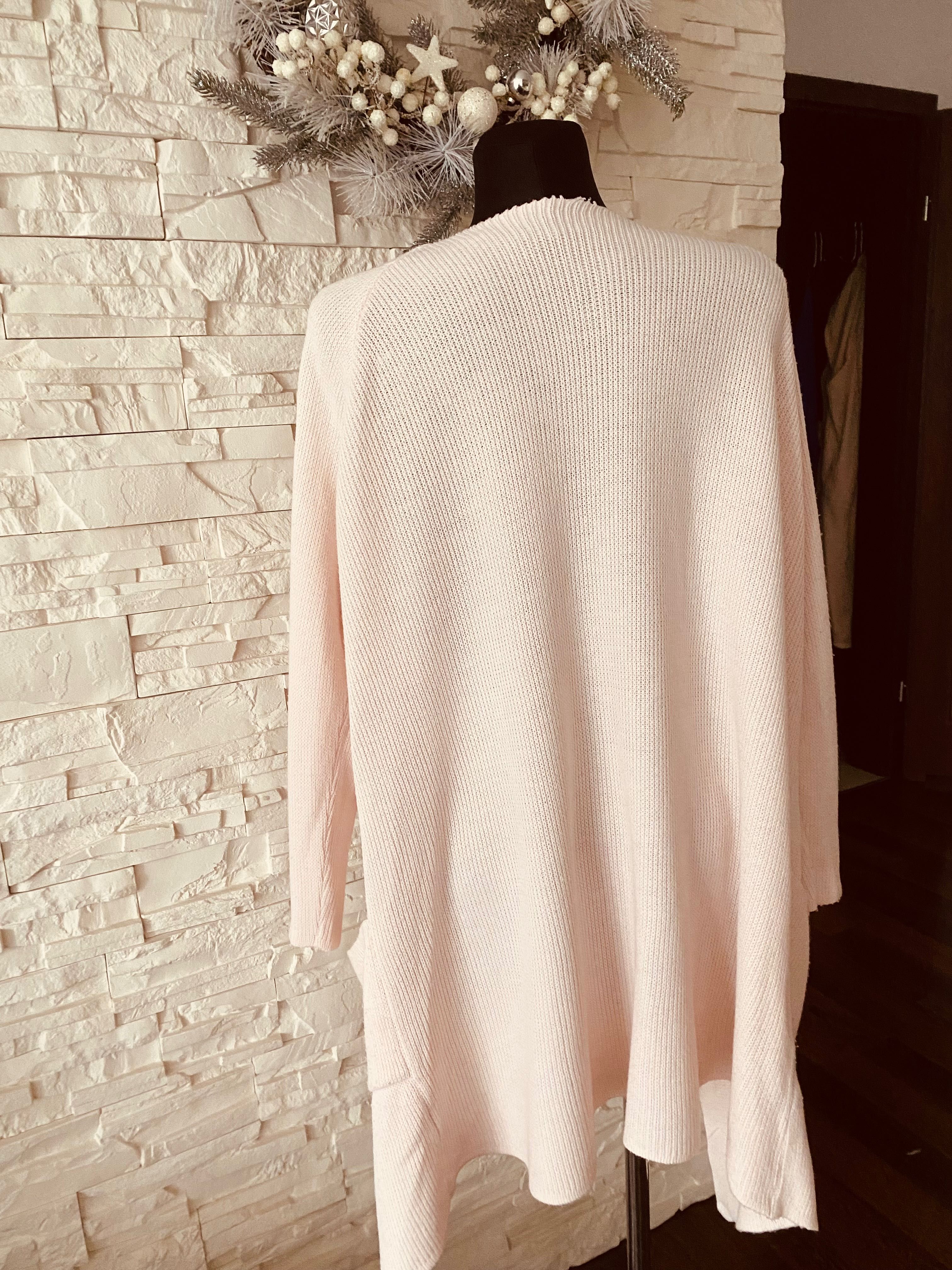 Sweter kardigan bluza ciepły rozpinany różowy pudrowy H&M Zara