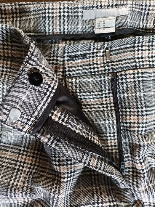 Spodnie w kratę szaro brązowe H&M rozmiar 40