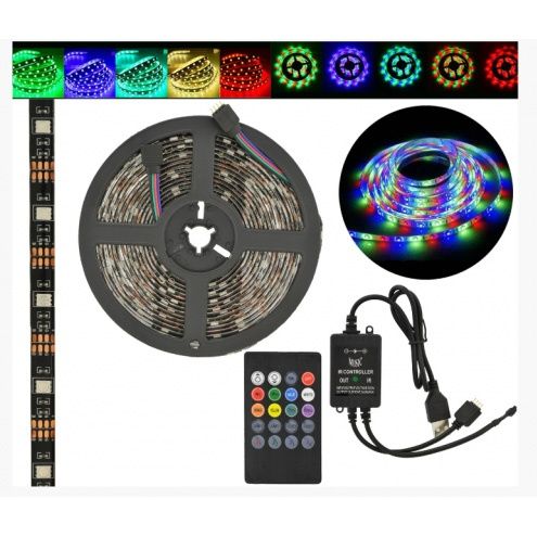 Світлодіодна стрічка SMD 5050 RGB LED 5 м IP65 з пультом та блоком жив