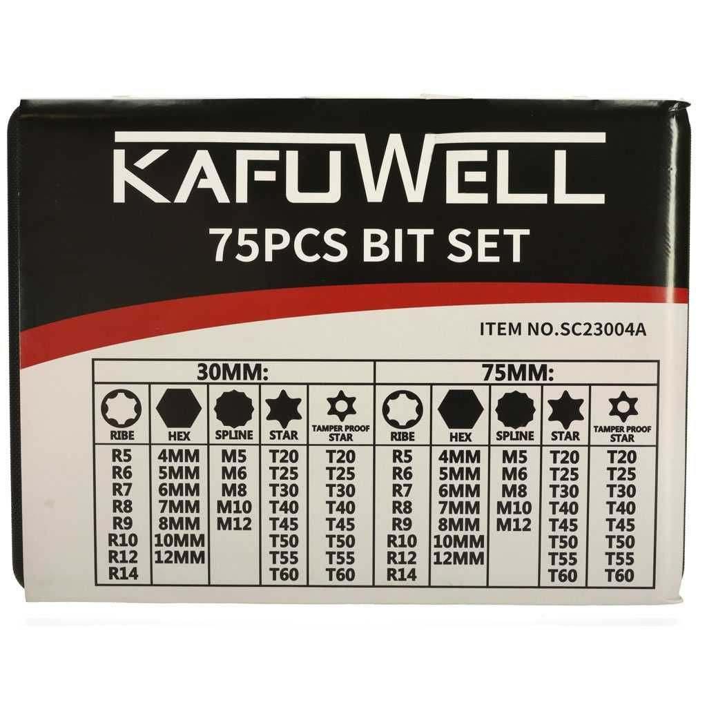 Zestaw 75 El. Bitów Do Wkrętarki Kafuwell