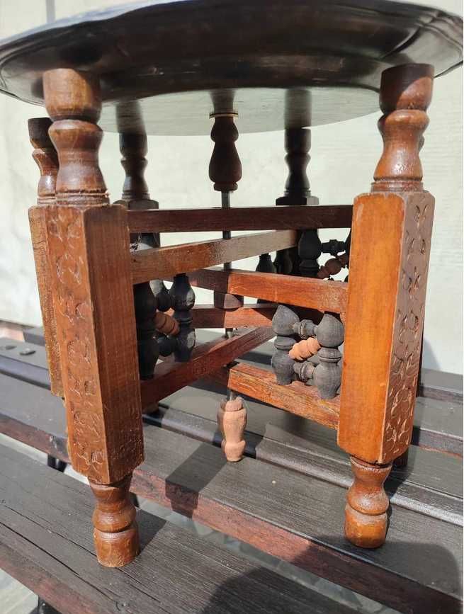 Art deco,drewniany rzeźbiony kwietnik,stolik