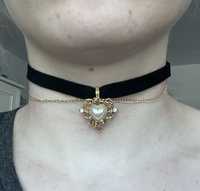 Vintage choker na szyje zlote serduszko