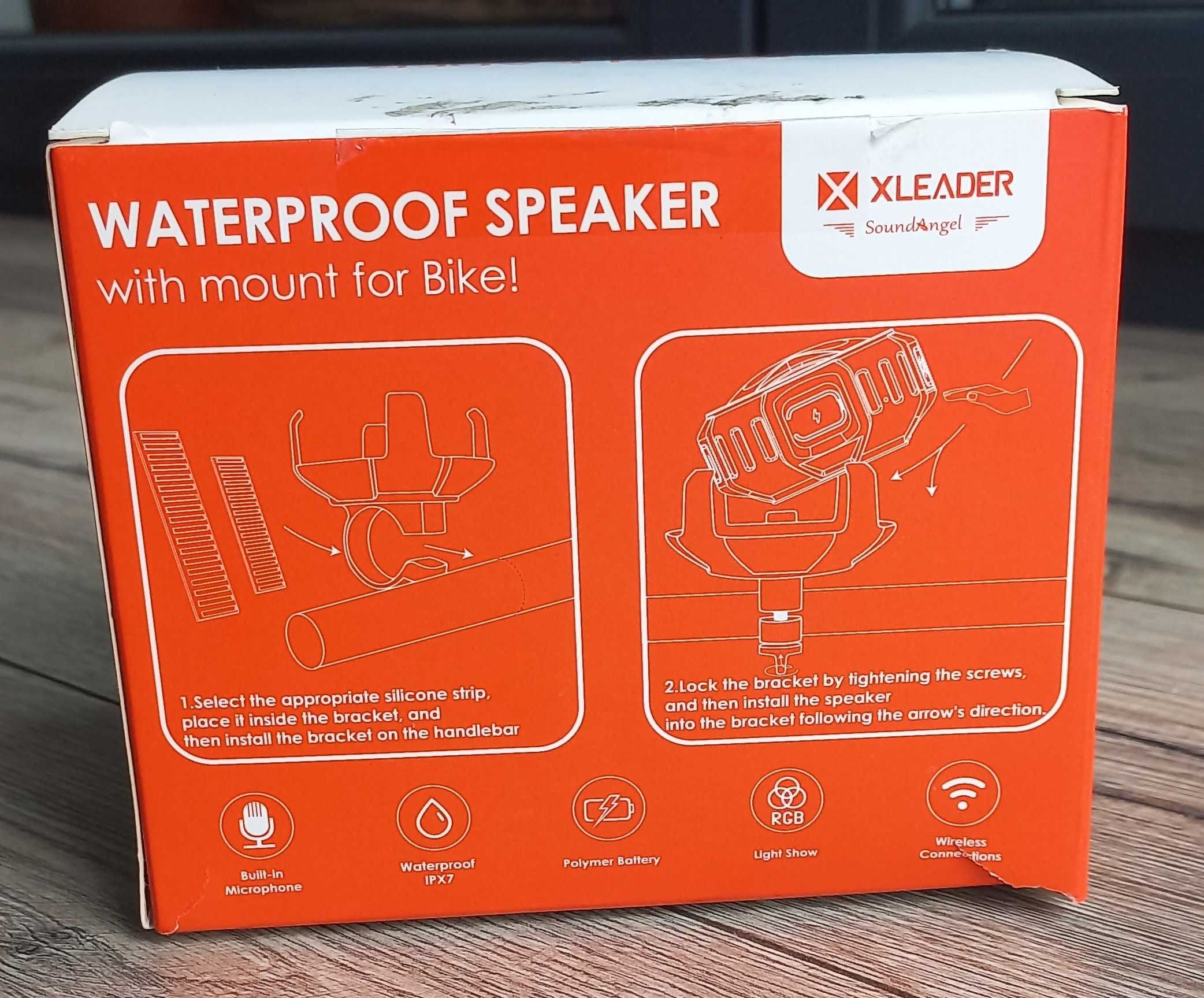 NOWY przenośny granatowy głośnik rowerowy LED XLeander X8 Bluetooth