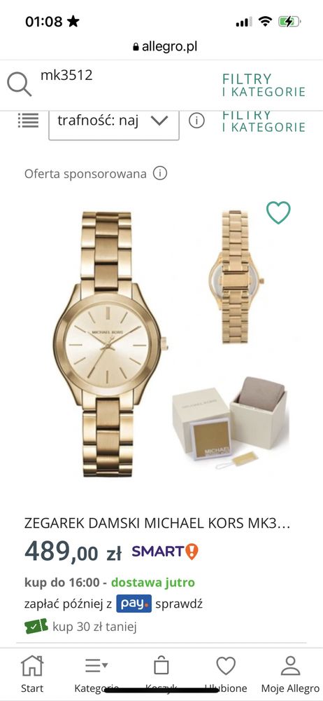 Nowy oryginalny zegarek Michael Kors kolor złoty