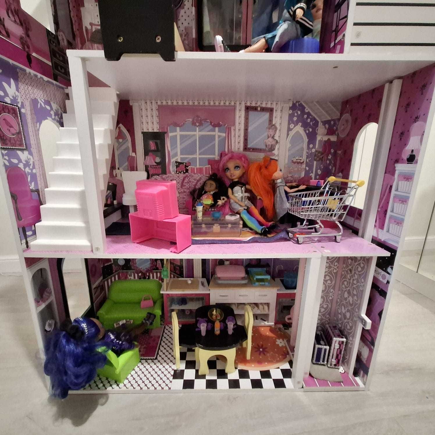 Drewniany domek dla lalek Barbie i innych
