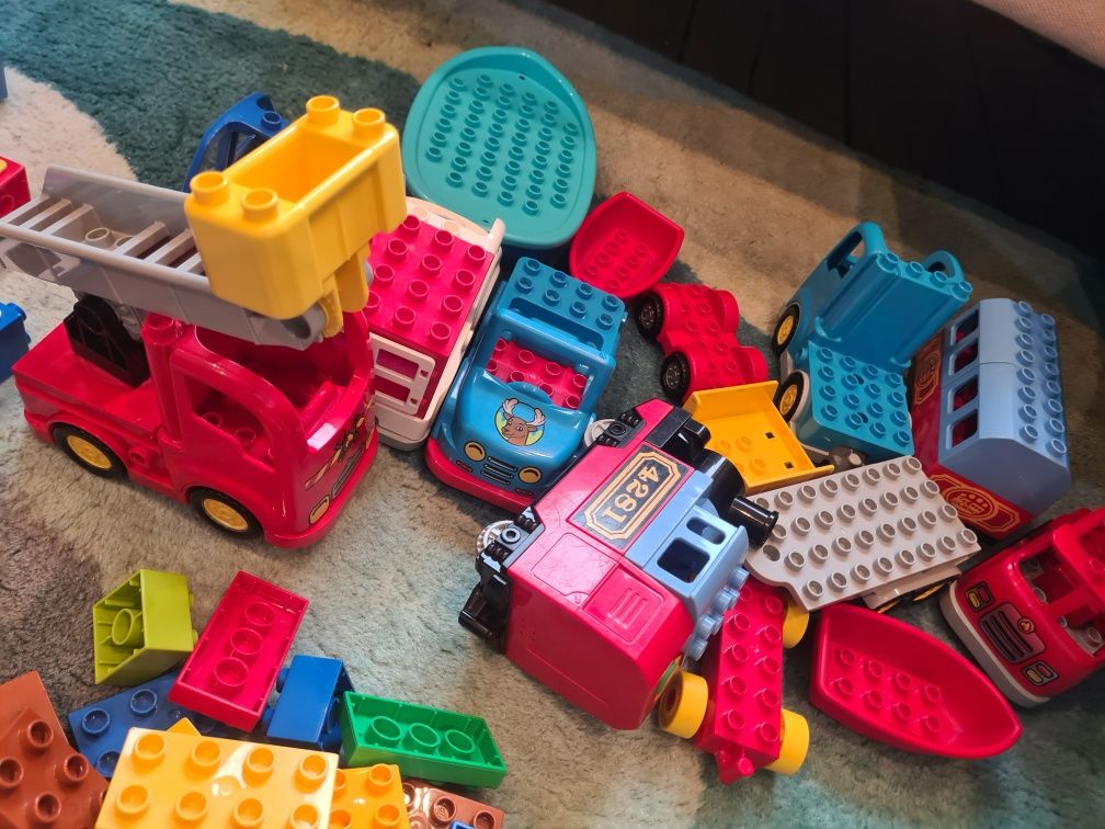 MEGA zestaw Lego Duplo / pociąg tory straż zwierzęta zjeżdżalnie itd