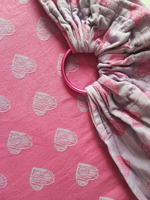 Chusta kółkowa loui slings serduszka heart różowo fioletowa bawełna