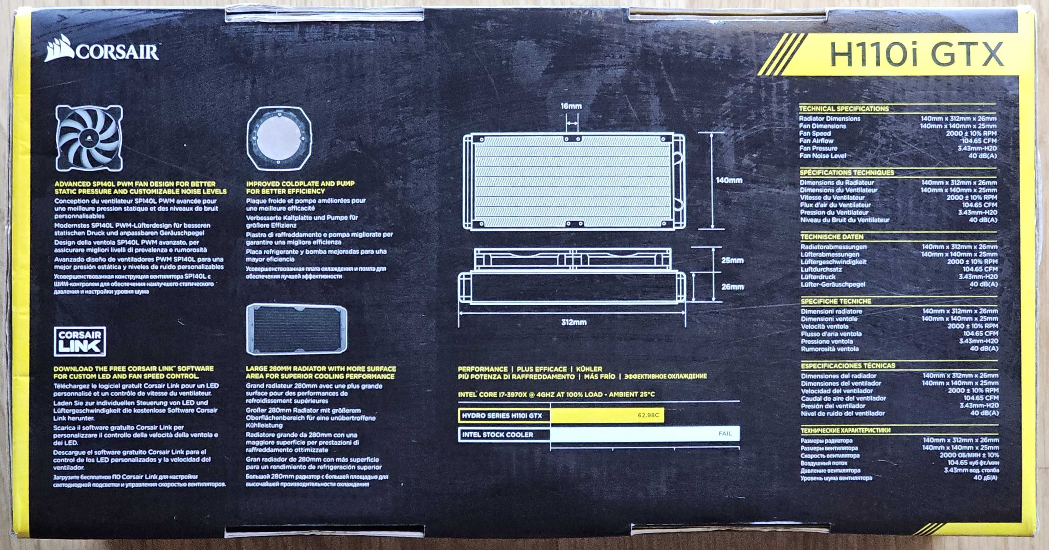 CPU Cooler AIO Corsair H110i GTX 280mm