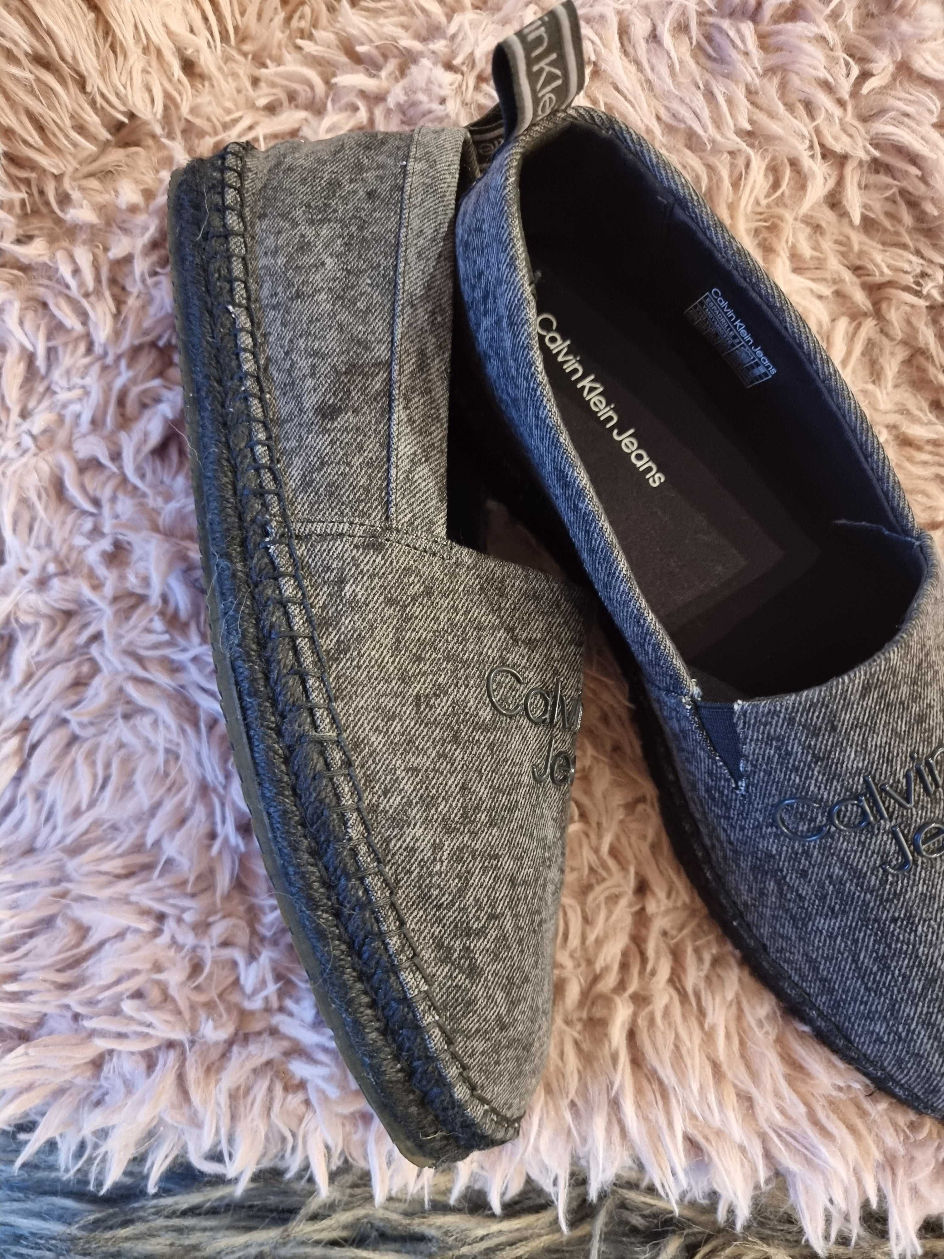 Calvin Klein Jeans espadryle  , szary jeans  rozm. 45  ,  28,5 - 29 cm