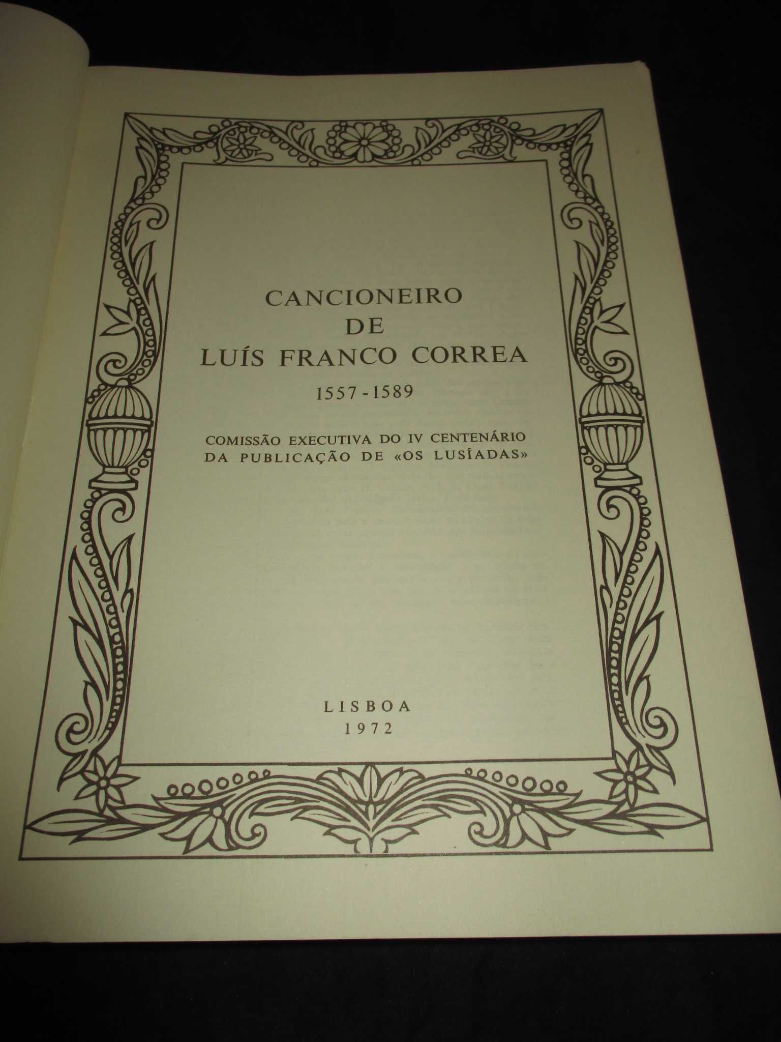 Livro Cancioneiro de Luís Franco Correa 1557 a 1589