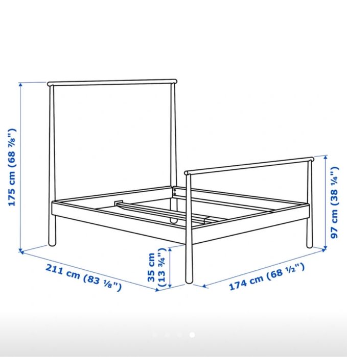 IKEA GJÖRA rama łóżka wymiary 140x200 z materacem