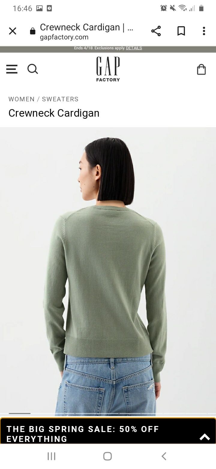 nowy GAP M (38 40) szałwiowy zielony kardigan sweter sweterek