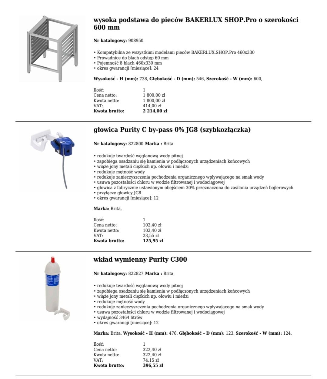 Komplet gastronomiczny