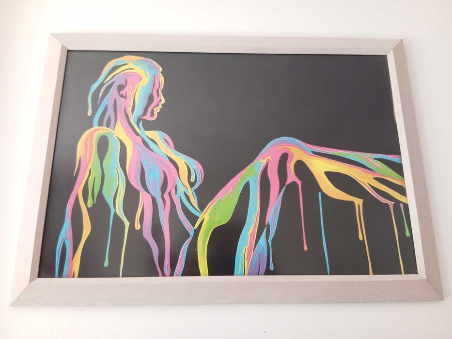 Quadro com imagem mulher colorida, 65x45cm