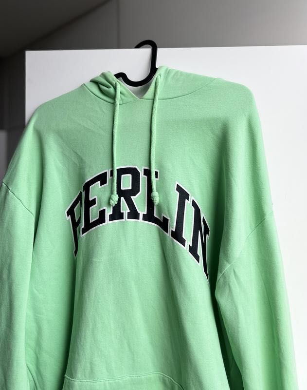 Салатове зелене оверсайз худі берлін унісекс з капішоном berlin з asos
