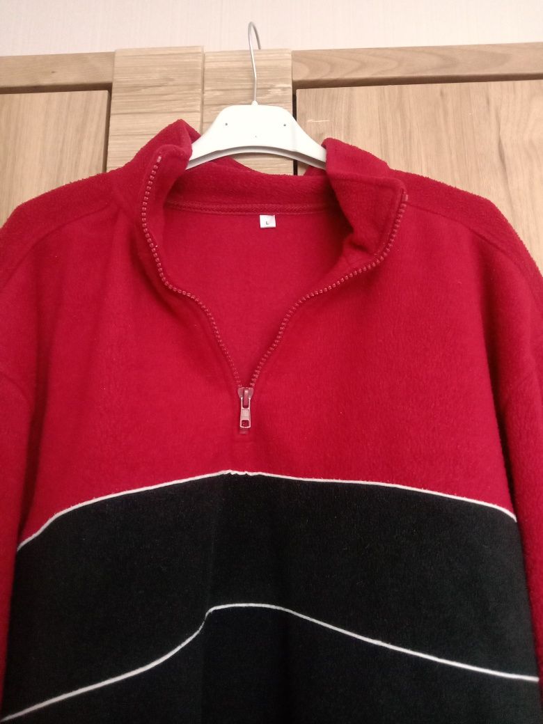 Bluza polar czarny i bordo jak wino golf suwak.