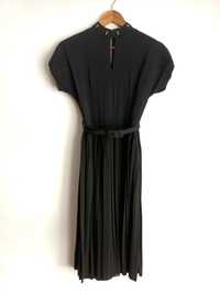 1940 40s sukienka czarna midi wieczorowa rozkloszowana vintage XXS 32