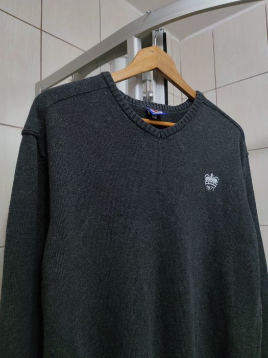 Sweter klasyczny Reading XL męski szary siwy ciemny black bawełna baw