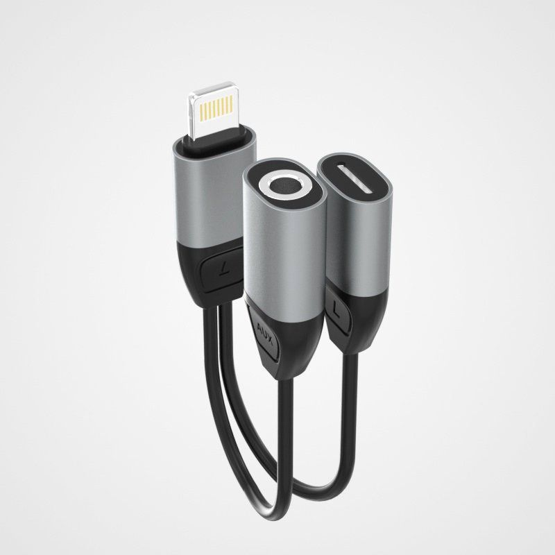 Przejściówka 2W1 Ze Złącza Lightning Na Lightning + 3,5 Mm Mini Jack