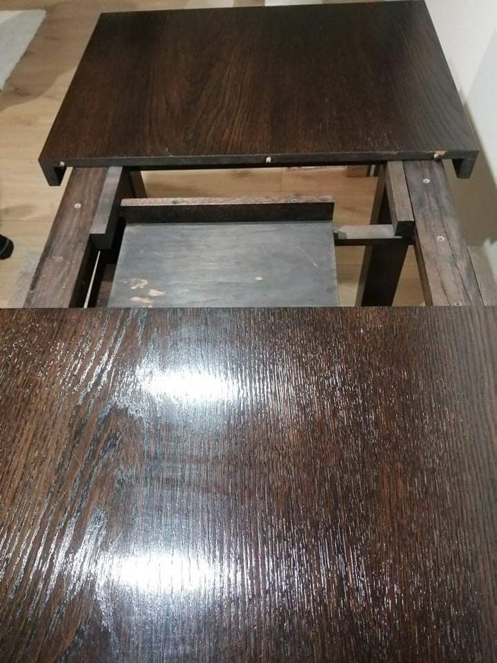 Dębowy stół rozkładany z drewna w kolorze wenge