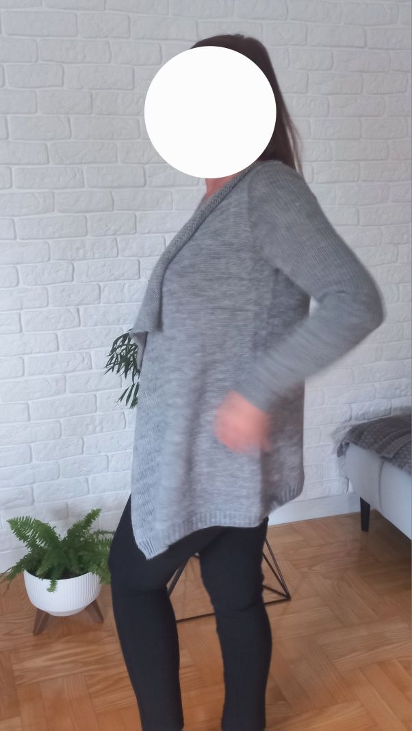 Kardigan, sweter, narzutka r.Uni SZARY stan BDB akryl / wełna
