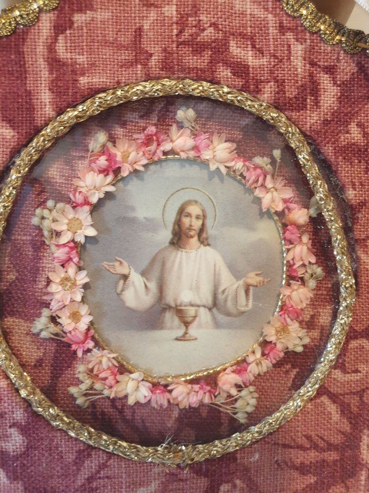 Lindo registo vintage com imagens de Jesus de 2 lados