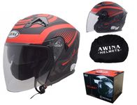 KASK Otwarty Motocyklowy RED MATT Skuter Chopper ECER 22.06 + BLENDA
