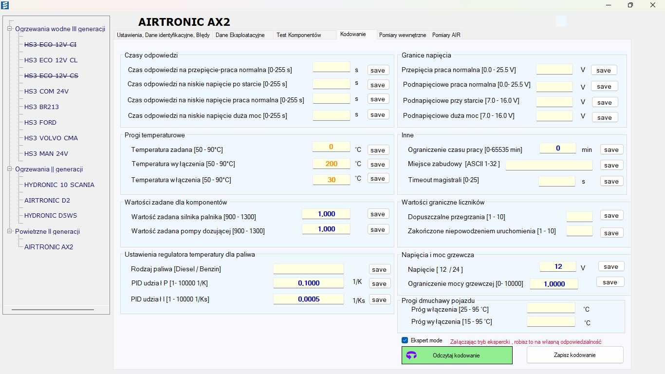 Webasto Eberspacher interfejs diagnostyczny