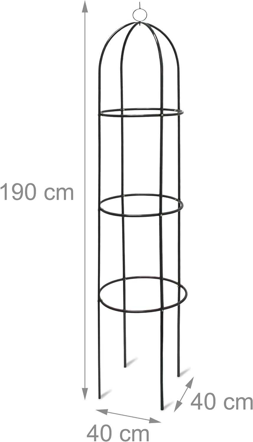 опора арка Металевий обеліск Relaxdays, решітка для рослин, 190 см
