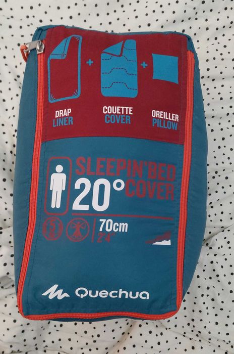 Quechua sleepin'bed cover 20° zestaw poduszka, kołdra, prześcieradło