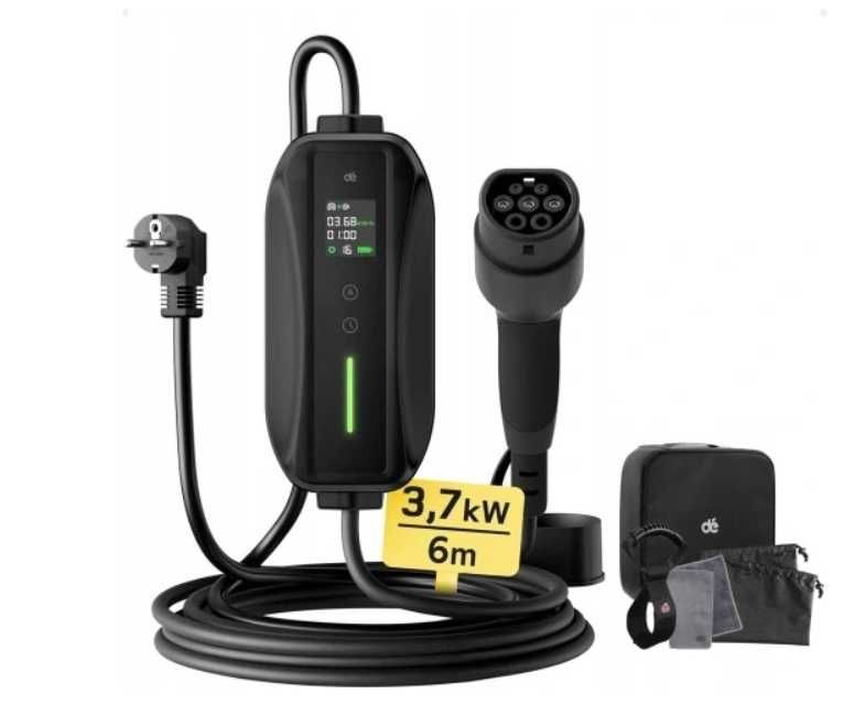 Kabel Ładujący dé Typ 2 Schuko Ładowarka 3,68kW 6m 1-fazowy
