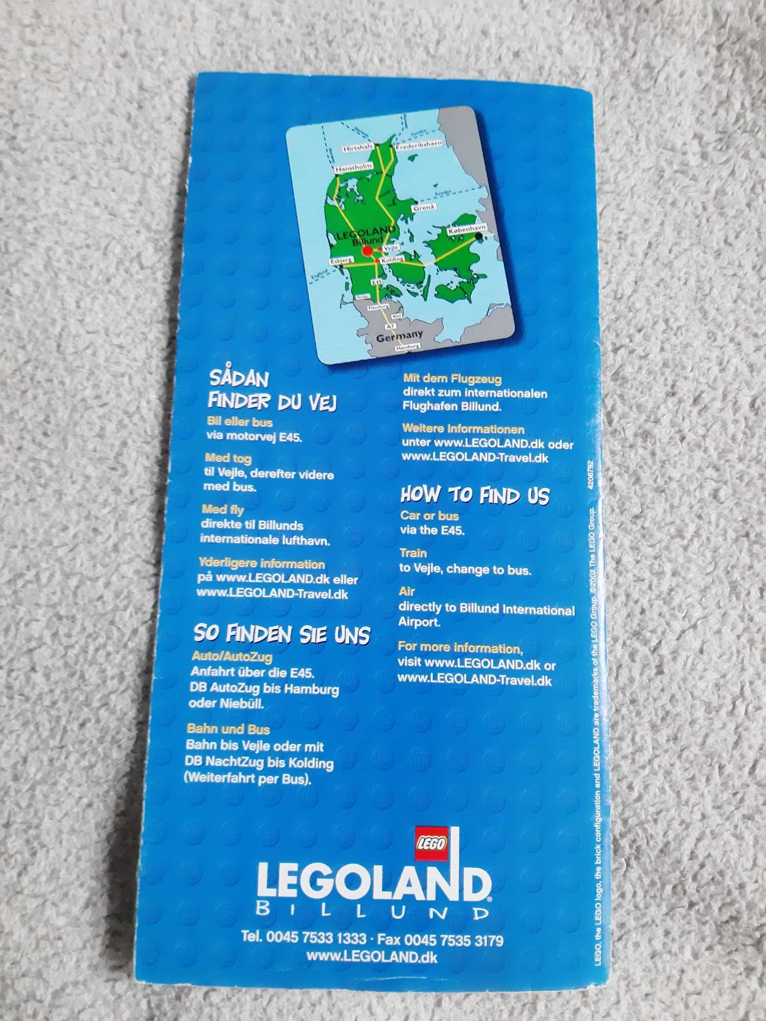 LEGO Ulotka z Legolandu z Billund 2003 rok Unikat