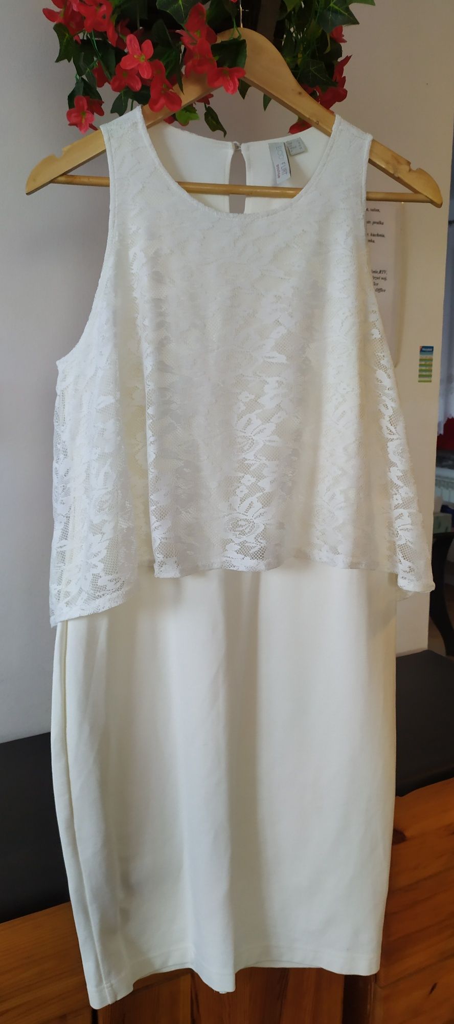 NOWA sukienka z koronką r. 42 ślub/impreza - biała -  BONPRIX
