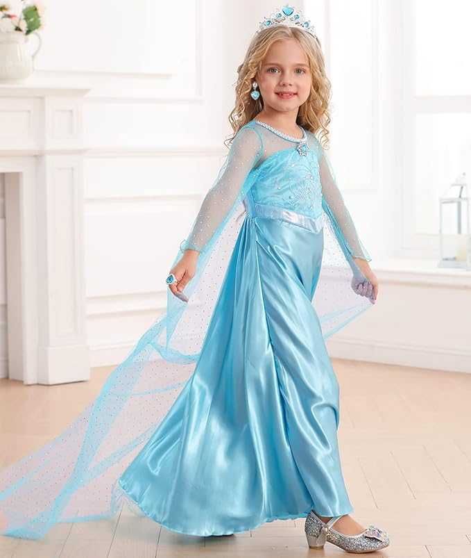 Strój sukienka przebranie ELSA ELZA KRAINA LODU na bal 146/152 CM K377