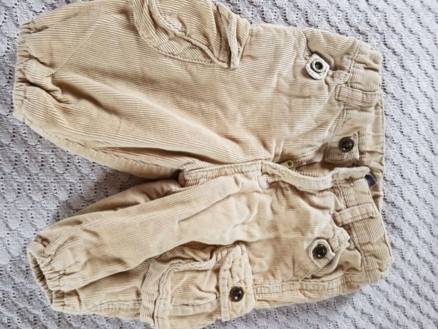 Ocieplane spodnie sztruksy H&M chłopięce rozmiar 68