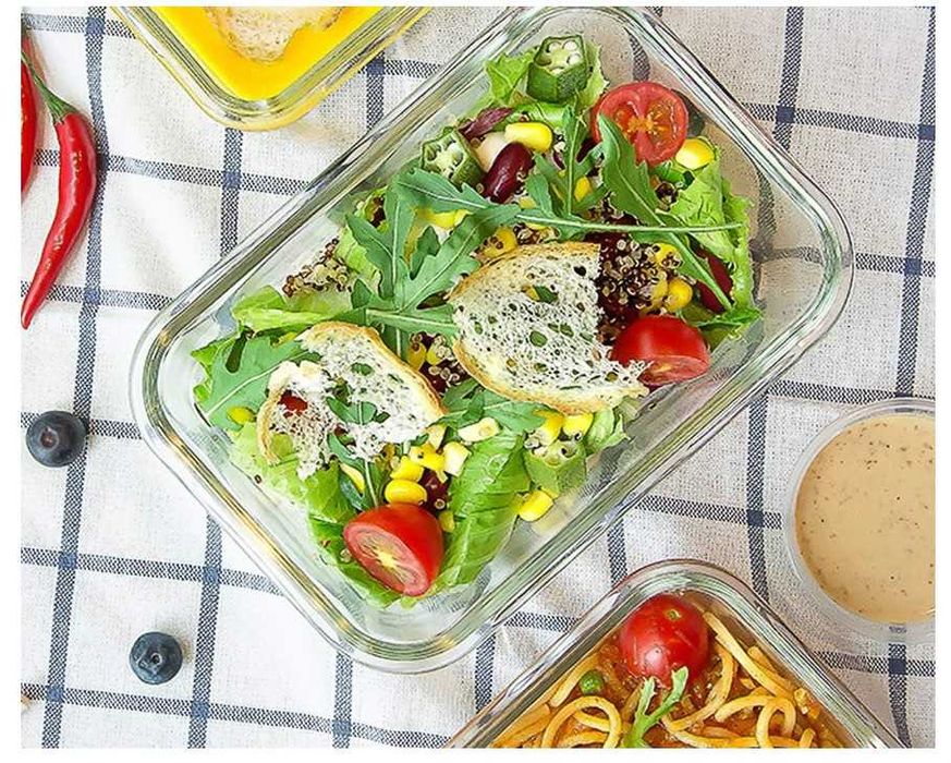 Zestaw 8 szklanych pojemników do przechowywania żywności 860ml