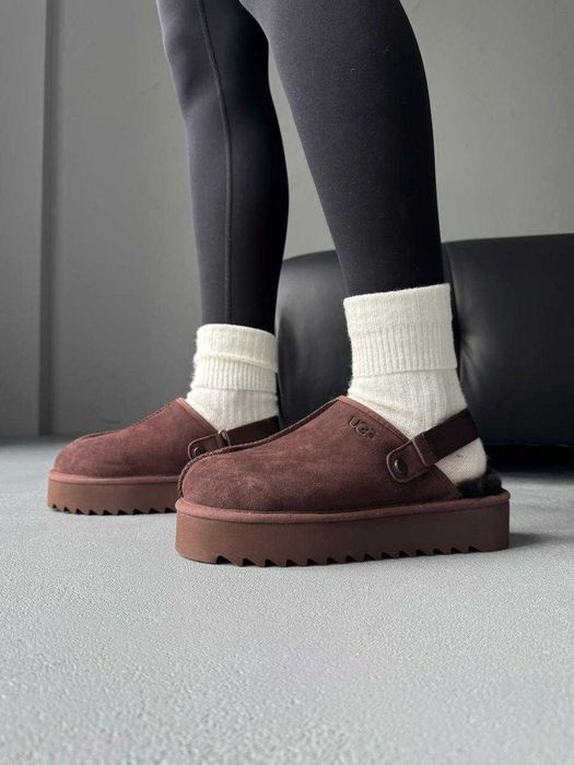 Женские тапочки UGG Lanah Clog Platform 36-41 Сандалии! Натур Овчина!