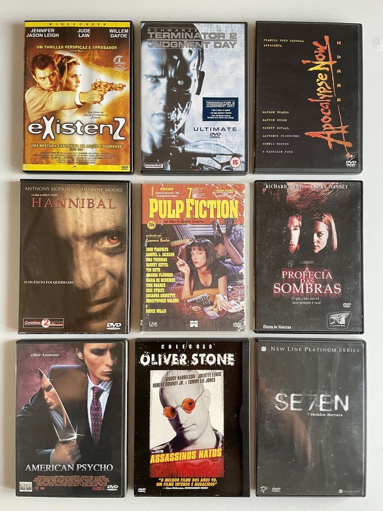 DVDs - Filmes clássicos, Hannibal, Pulp Fiction, Memento, ExistenZ