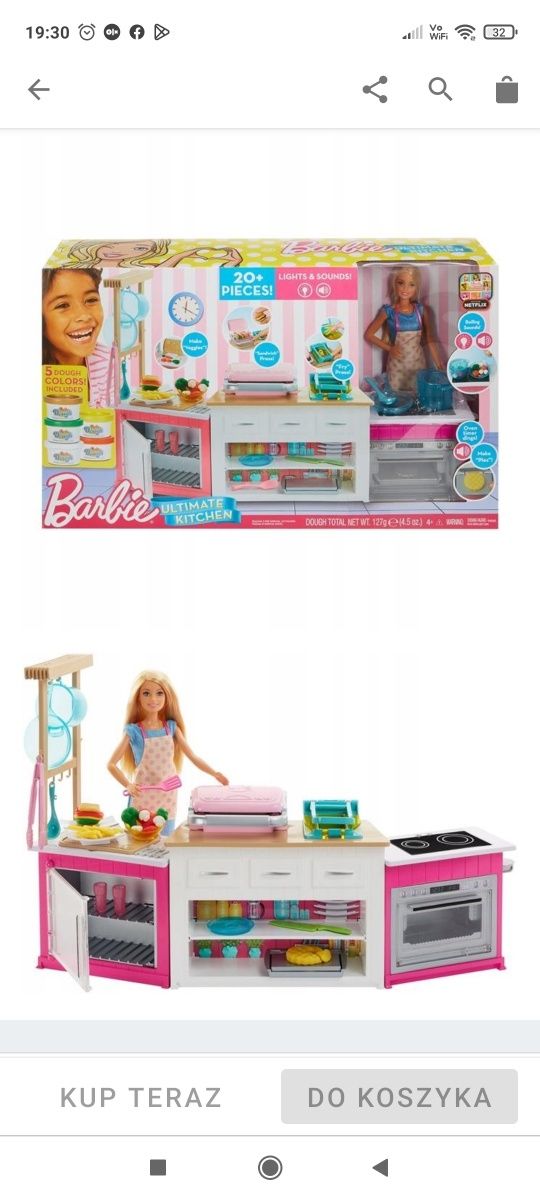 Barbie Idealna  kuchnia zestaw z lalka + gratis