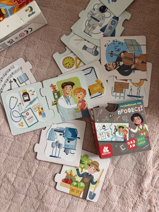 Пазли Dodo, Trefl професіі, єдиноріг, динозавр, пожежники