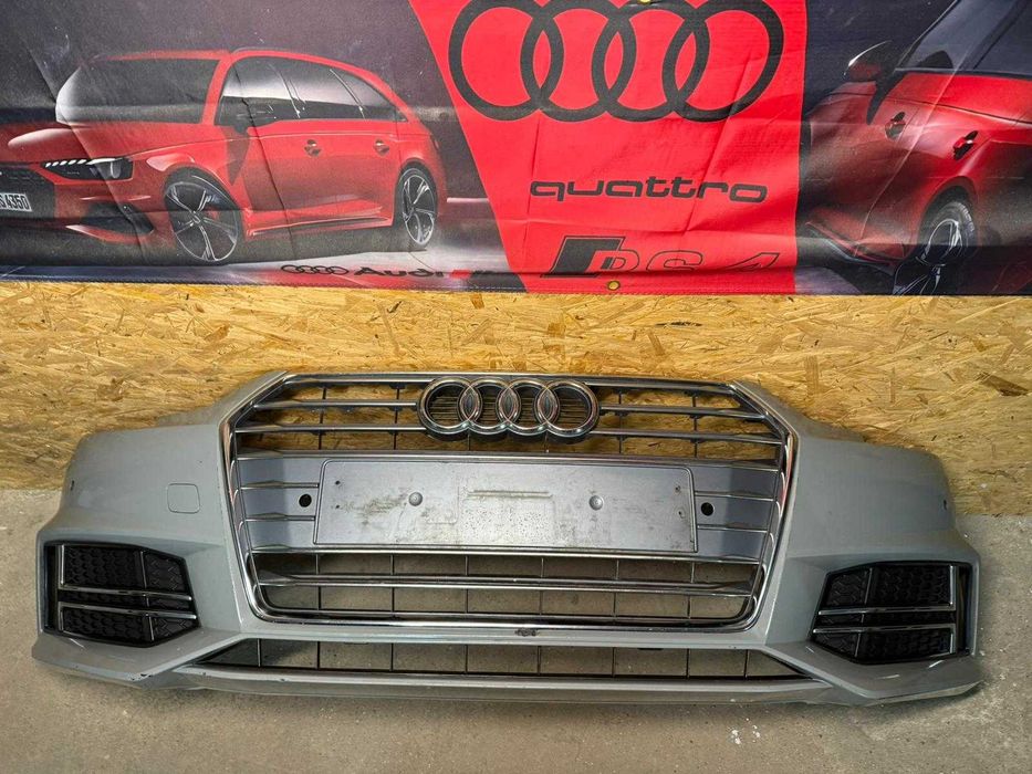 Zderzak przedni komplet Audi A4 B9 S-line 4pdc bez sprysków gril chrom