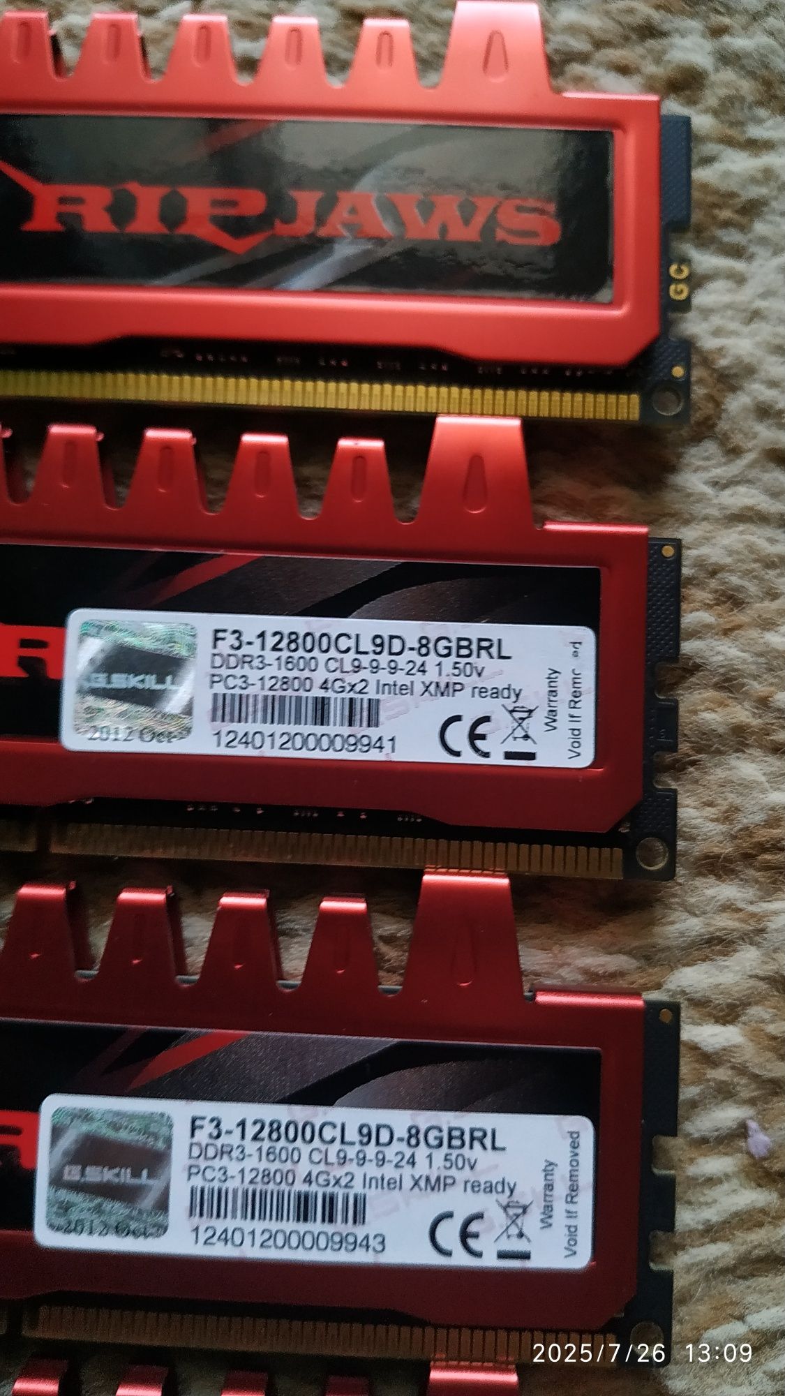 ОЗУ gskill ddr3 4 x 4 gb 1600 МГц